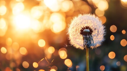 Dandelion at Sunset with Bokeh Background