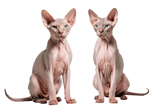 set of sphynx cat isolated on transparent background