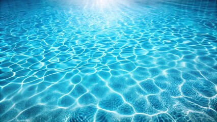 Obraz premium Summer background with blue water pool and yellow float ring from below