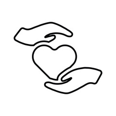 Hands, insurance, protection icon. Outline vector.