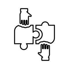 Partner, puzzle, teamwork icon. Outline vector.