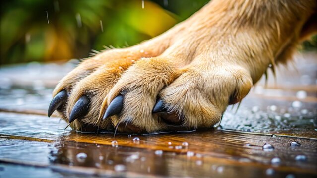 Tenderly lit, the dog's leg comes into sharp focus, showcasing its unique dew claws, curved and positioned like