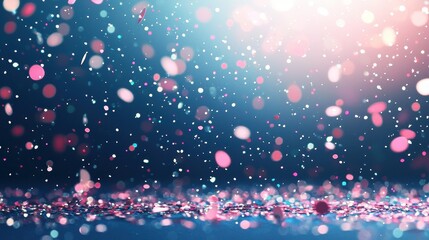 Abstract Blue Background with Pink and White Glitter