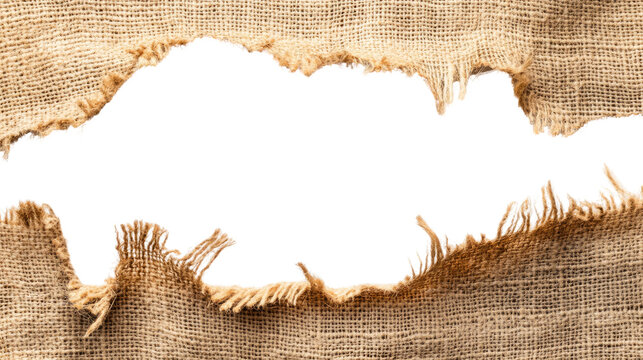 torn burlap on transparent background