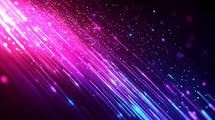 Obraz premium A vibrant abstract background with flowing lines and glowing particles in pink and blue hues.