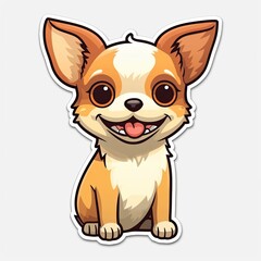 Fototapeta premium Cheerful Chihuahua Charm. A cartoon illustration of a happy and adorable Chihuahua dog with big, expressive eyes and a playful grin.