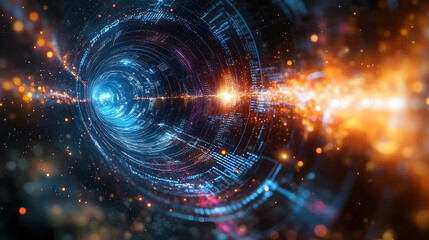 Obraz premium A vibrant digital tunnel representing data flow and futuristic technology concepts.