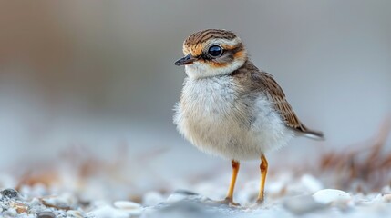 Fototapeta premium Adorable Little Ringed Plover on White Background