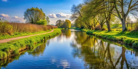 Obraz premium Sunny afternoon in Northamptonshire canal close-up