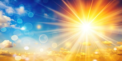 Obraz premium Sunny summer background with sun rays shining