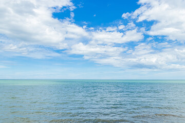 Nature daylight and blue sky with white clouds floating on at morning over the sea.