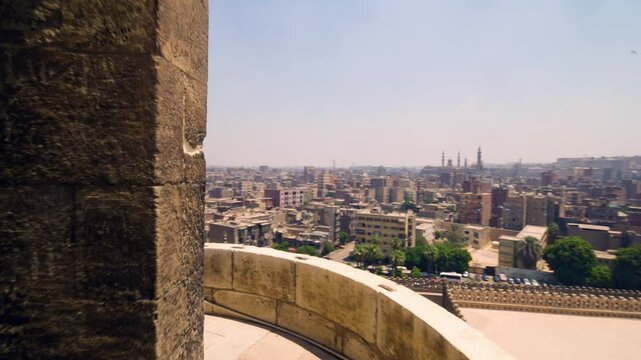 Cairo City As Seen From The Minaret At Ibn Tulun Mosque In Egypt. - POV shot