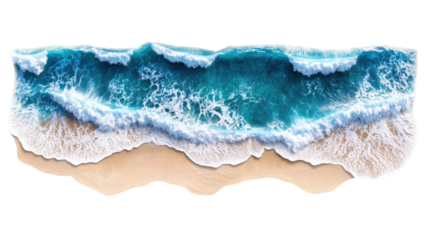sea ​​waves with beach on transparent background