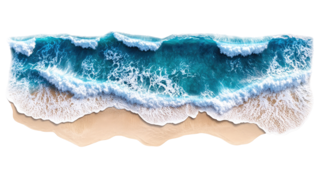 sea ​​waves with beach on transparent background