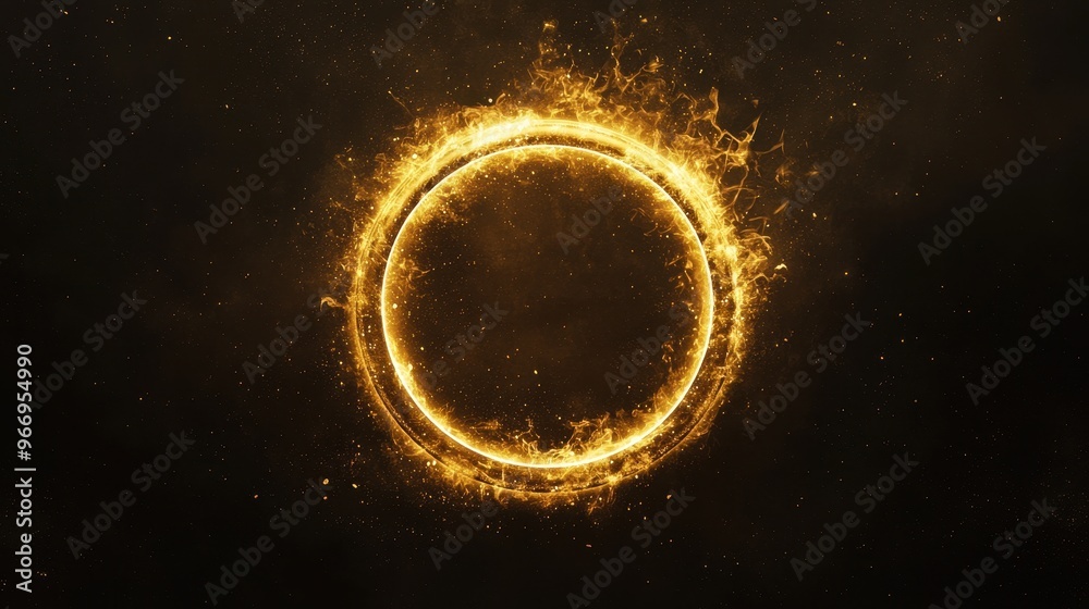 Sticker Golden Fire Ring Abstract Background