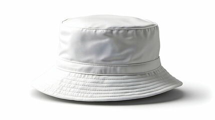 A white bucket hat with a soft texture, suitable for casual outdoor wear.