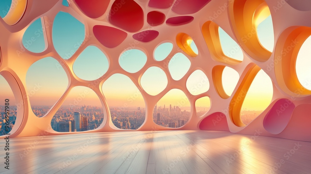 Poster abstract architecture with city view.