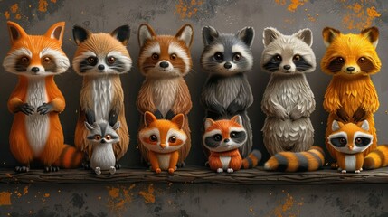 Fototapeta premium Cute and Colorful Forest Animal Clipart Collection for Kids - Set of Adorable Isolated Vectors Featuring Bear, Moose, Raccoon, Bunny, Fox, and Owl