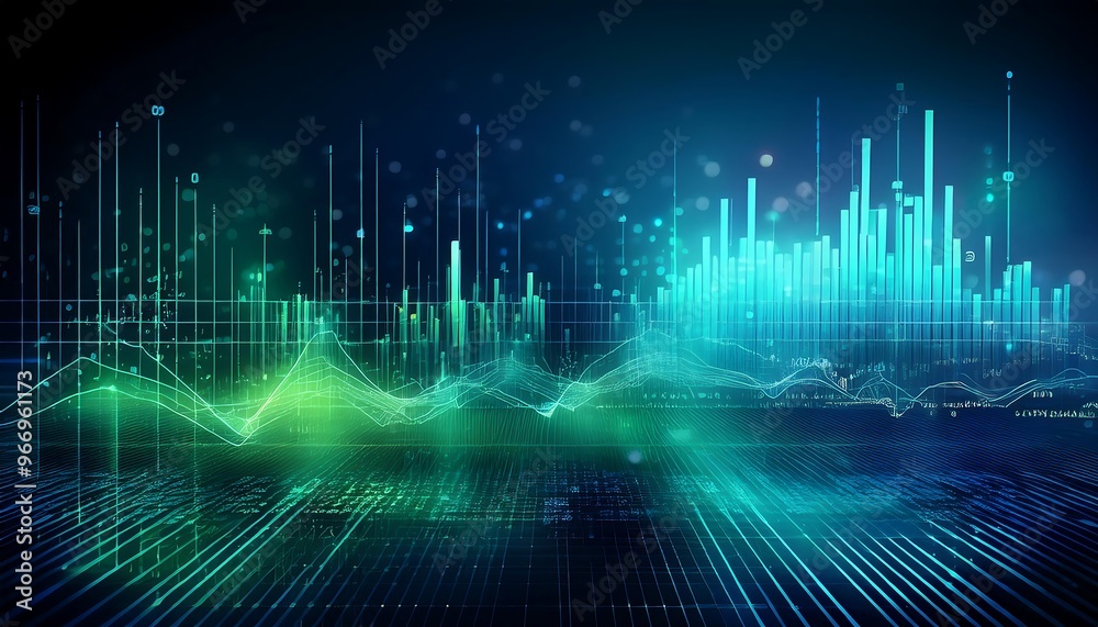 Aufkleber Abstract Digital Data Visualization with Lines and Grids