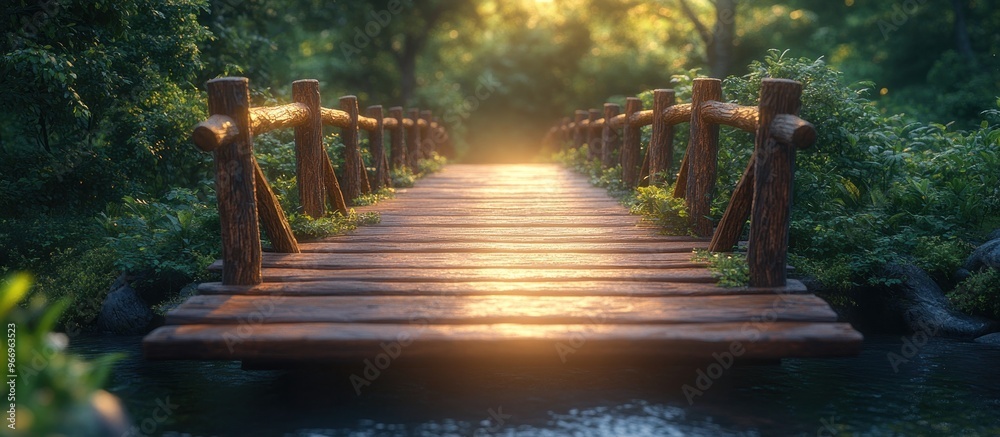 Canvas Prints wooden bridge in a lush forest