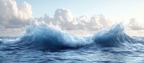 Ocean Waves Crashing under a Cloudy Sky