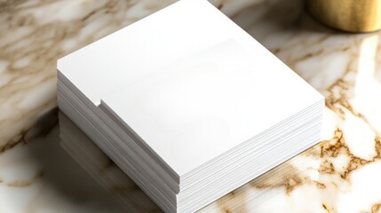 Fototapeta premium Stack of Blank Paper on Marble Table.