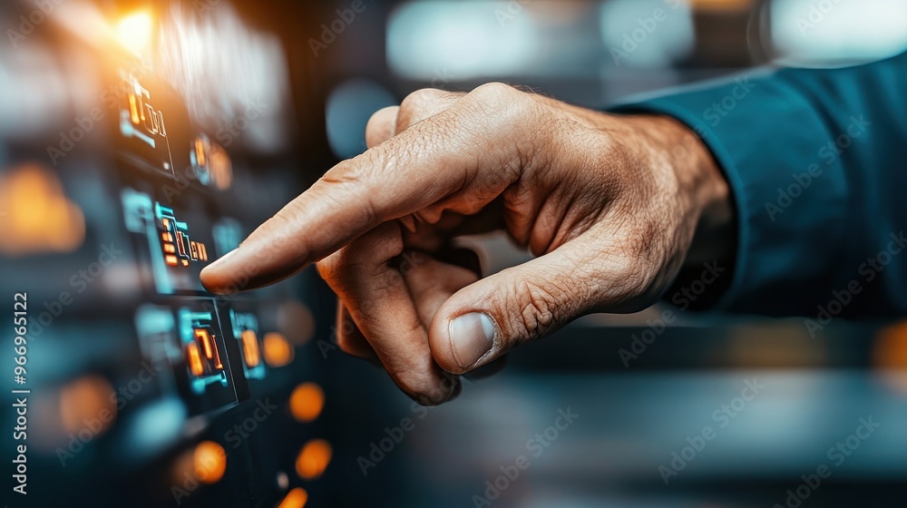 Aufkleber hand interacting with digital interface.
