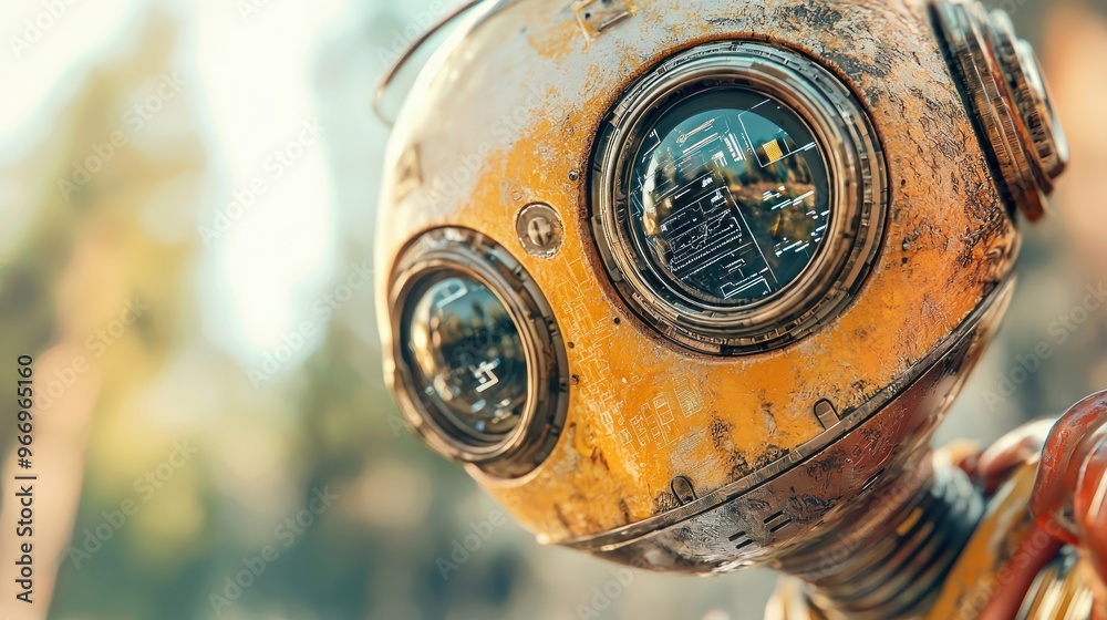Poster Rusty Robot Head Close Up.
