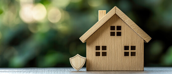 Explore innovative ideas for housing insurance, featuring a wooden house model and a shield icon, emphasizing protection against fire and loss.