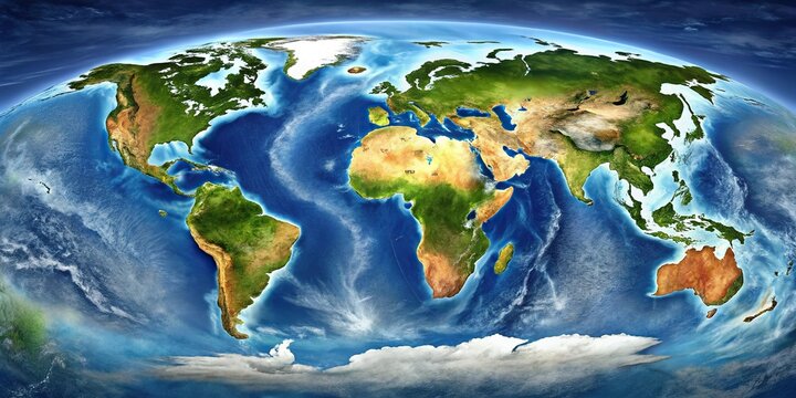 Symmetrical ancient earth planet with Laurasia and Gondwana continents