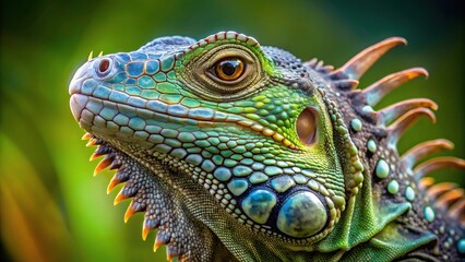 Fototapeta premium Symmetrical approach to Caribbean Iguana, an endangered species
