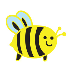 Queen bee isolated - Cute Bee Clipart - Bee Insect Vector Illustration 