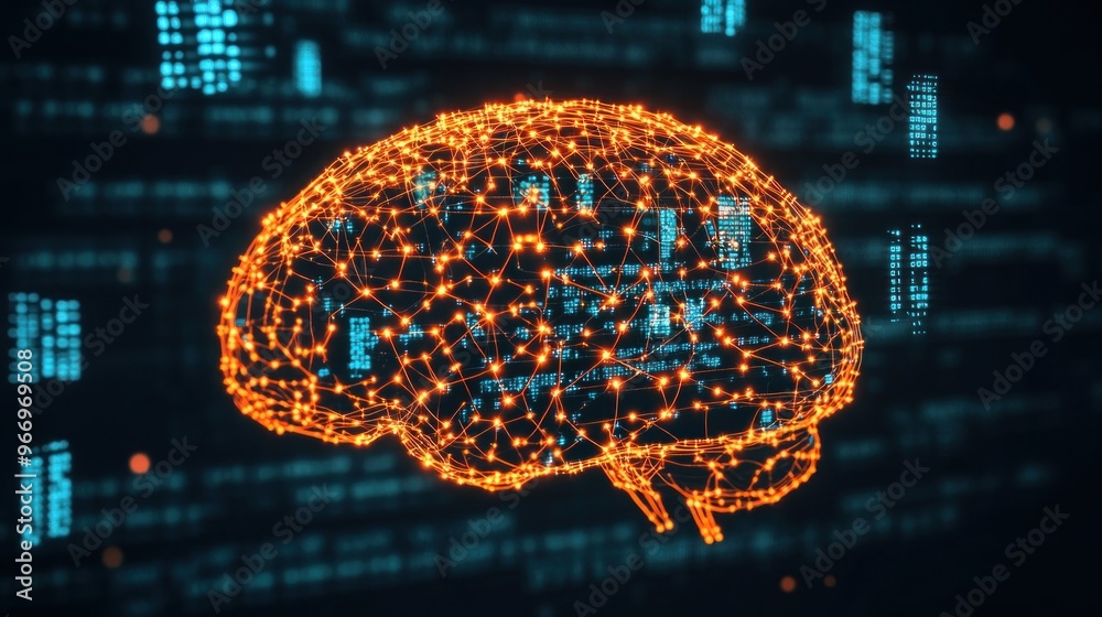Aufkleber Artificial Intelligence Brain Network.