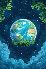 Naklejka premium Hand drawn world ozone day background