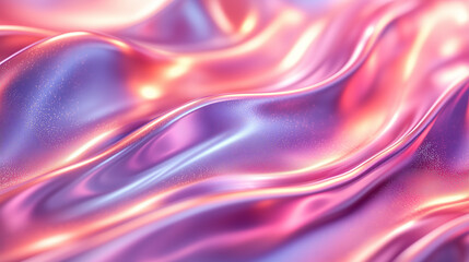Obraz premium Background with abstract waves. Vibrant holographic chrome gradient. AI generative