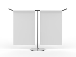 Blank Promotional Dual Table Top Flags On metal stand Template M0ckup 3d illustration.