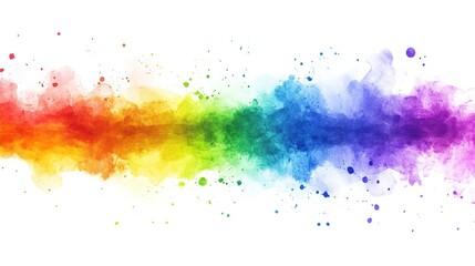 Obraz premium An abstract creative background featuring rainbow colors with watercolor splashes on a white background. The image showcases vibrant and fluid color transitions, creating a dynamic and artistic effect