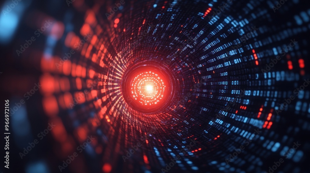 Poster Binary Code Tunnel Abstract Background.