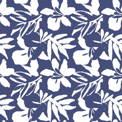 Fototapeta premium Blue Abstract Floral Seamless Pattern Design