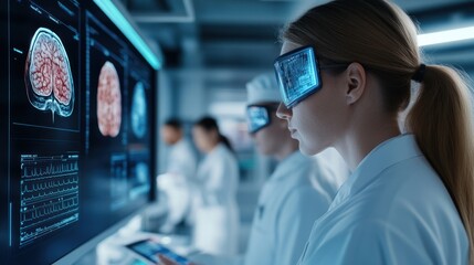 Medical Professionals Examining Brain Scan Data.