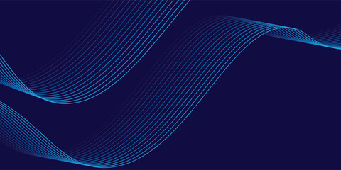 Abstract glowing wave lines on dark blue background. Dynamic wave pattern.