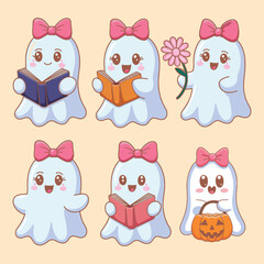 Adorable Halloween Ghost Clipart Vector Illustration for Spooky Decorations