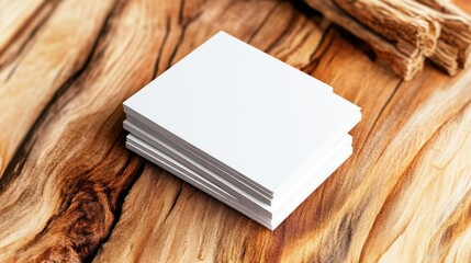 Fototapeta premium Stack of White Paper on Wooden Table.