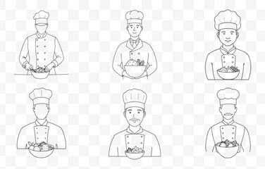 Print Chef Salad Line Art Vector Set for Professional Design and Creative Projects