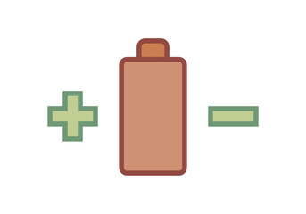Icono de batería con polo positivo y negativo