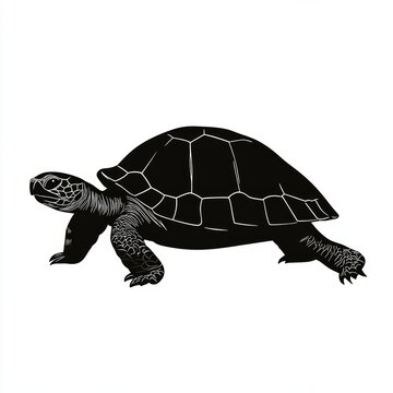 black turtle walking on white background clip art preview