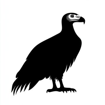 recommend clip art: A black and white silhouette of a vulture with a white eye.