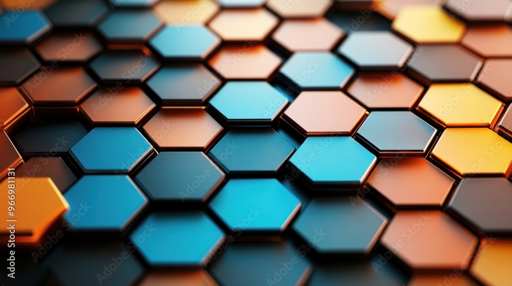 Poster abstract geometric hexagon pattern.