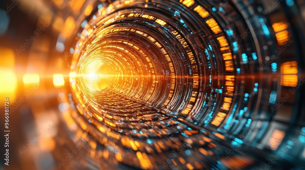Aufkleber Abstract Futuristic Tunnel With Light.