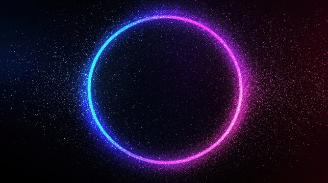 Abstract Neon Circle Glow Background with Sparkle Texture